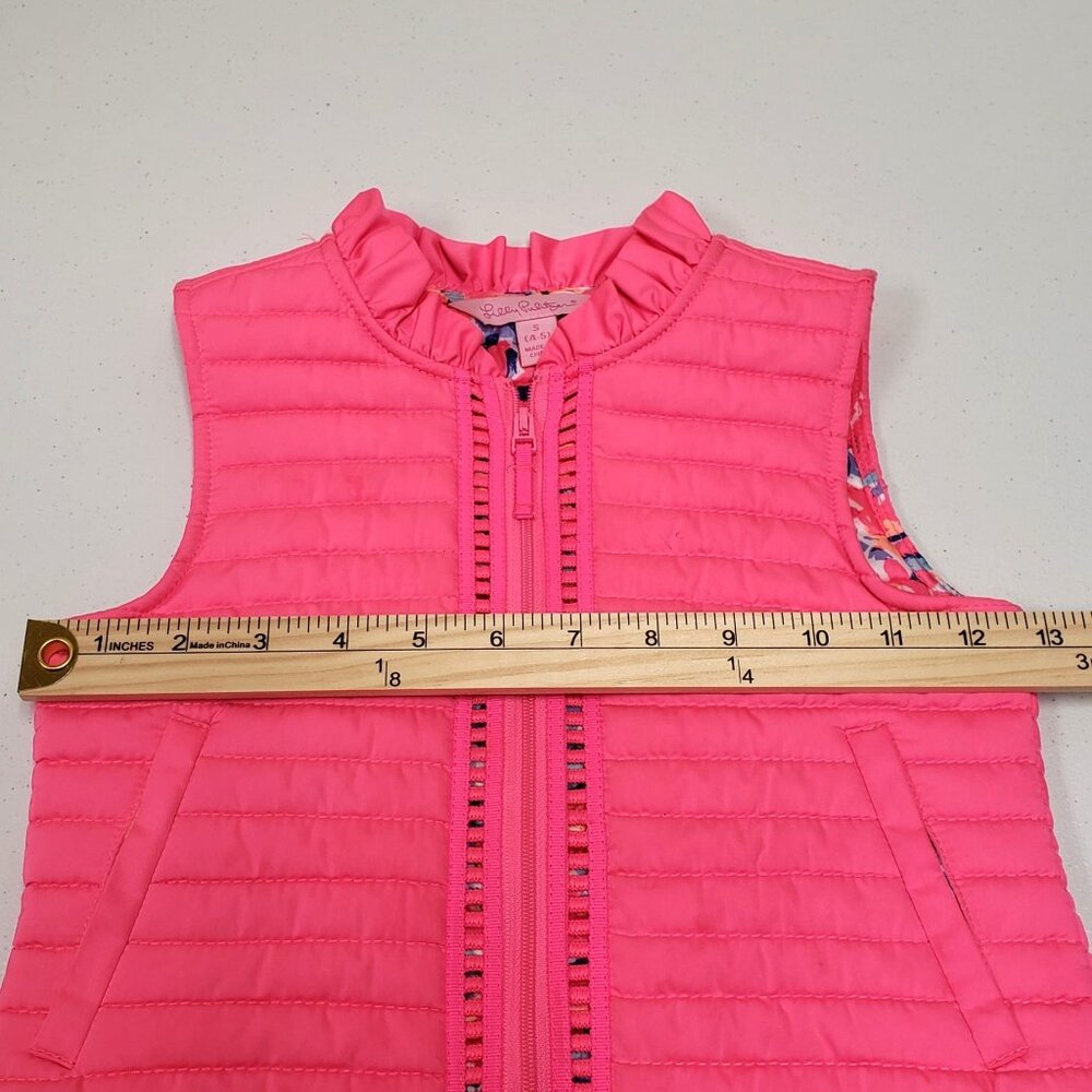 Lilly Pulitzer Girls Pink Quilted Ruffle Vest Size Small 4-5 - Picture 8 of 8